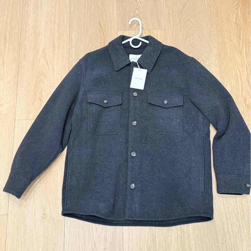 Everlane Charcoal Wool Button-Up Jacket